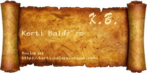 Kerti Balázs névjegykártya